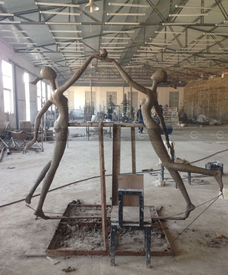 Clay-mould-stage-casting bronze-foundry-Silicon bronze-statue-sculpture-for-school- Known-artist-Ayad-